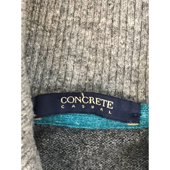 Concrete Casual Men's Shawl Collar Pullover Sweater Lambswool Blend Gray Large - Picture 4 of 9